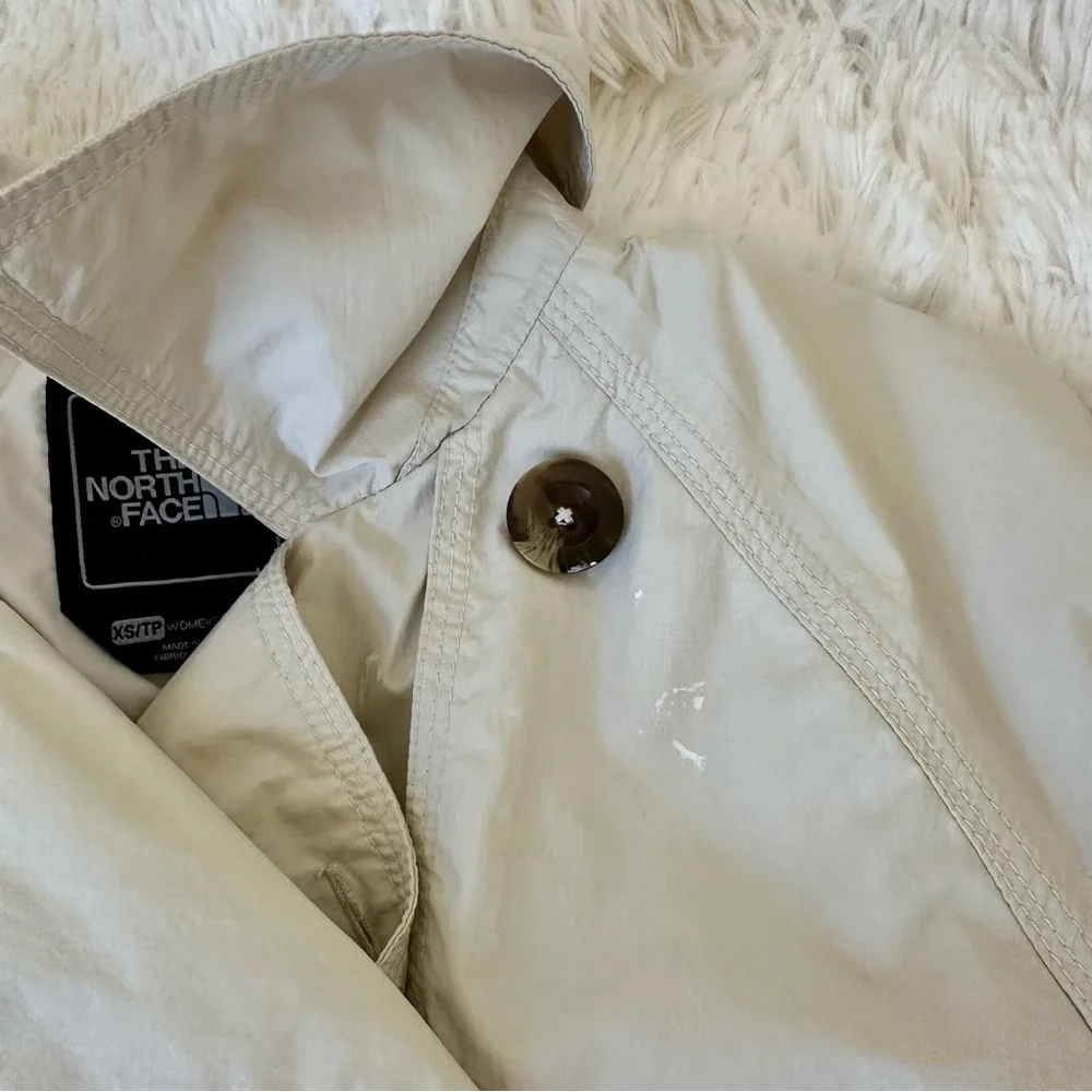 The North Face Off White Beige Trench Coat Jacket Women’s XS Double Breasted - Picture 8 of 13